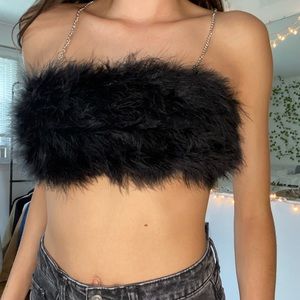 Cute Feathery Black Crop Top